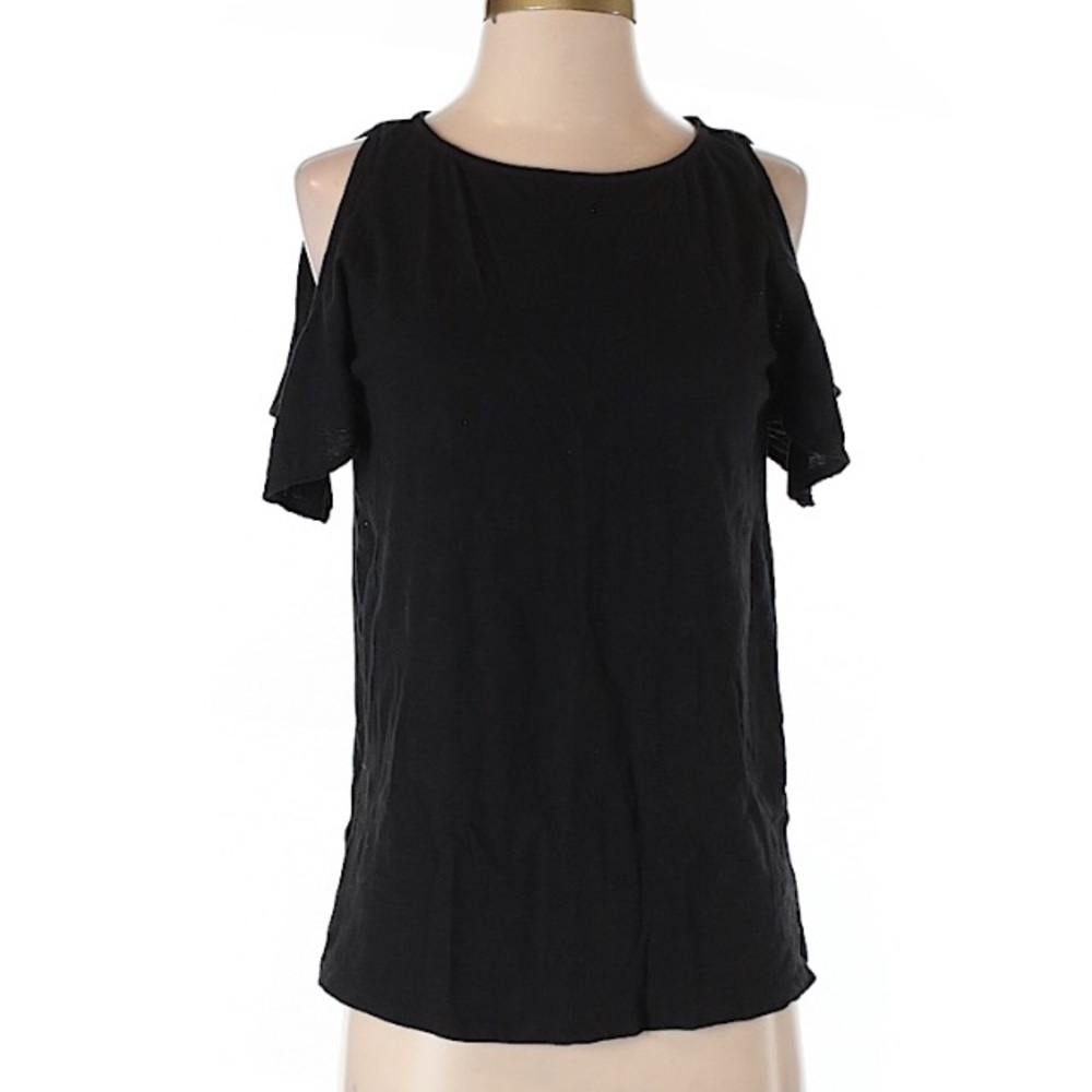 LOFT Cold Shoulder Black Tee XS